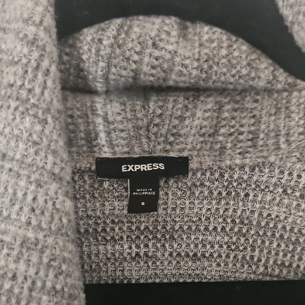 Express Women's Heather Gray Cardigan Sweater - Picture 2 of 2